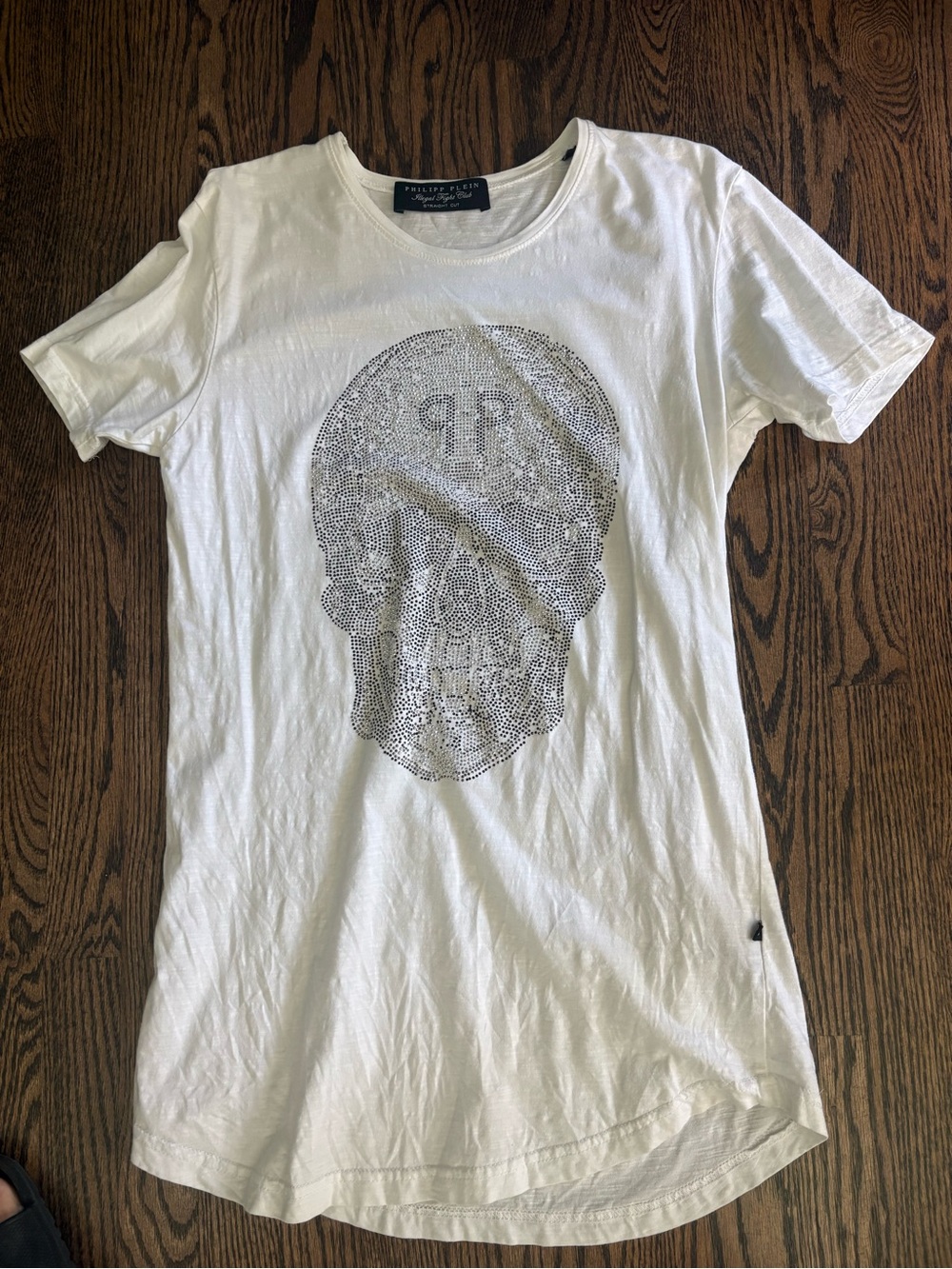 Philipp Plein White Short-Sleeve Skull Crystal Tee